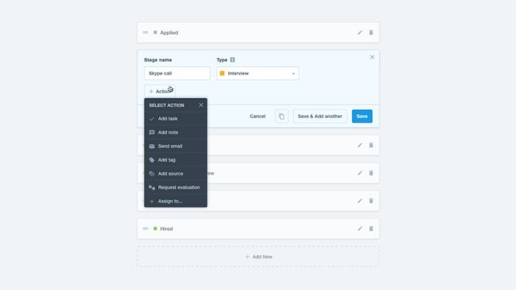 Recruitee screenshot: Automated Actions