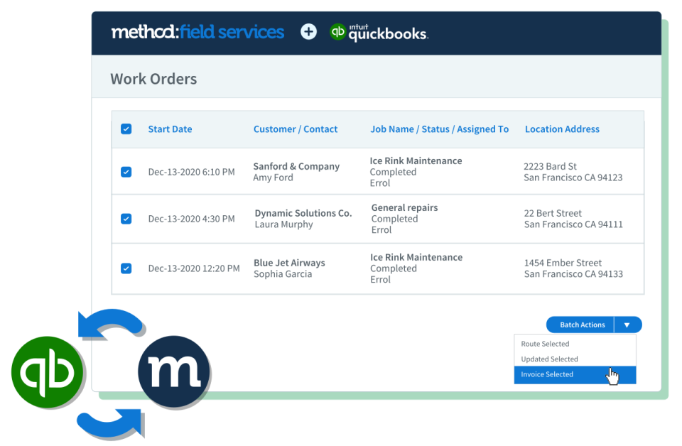 Method:Field Services Software - Method:Field Services QuickBooks integration
