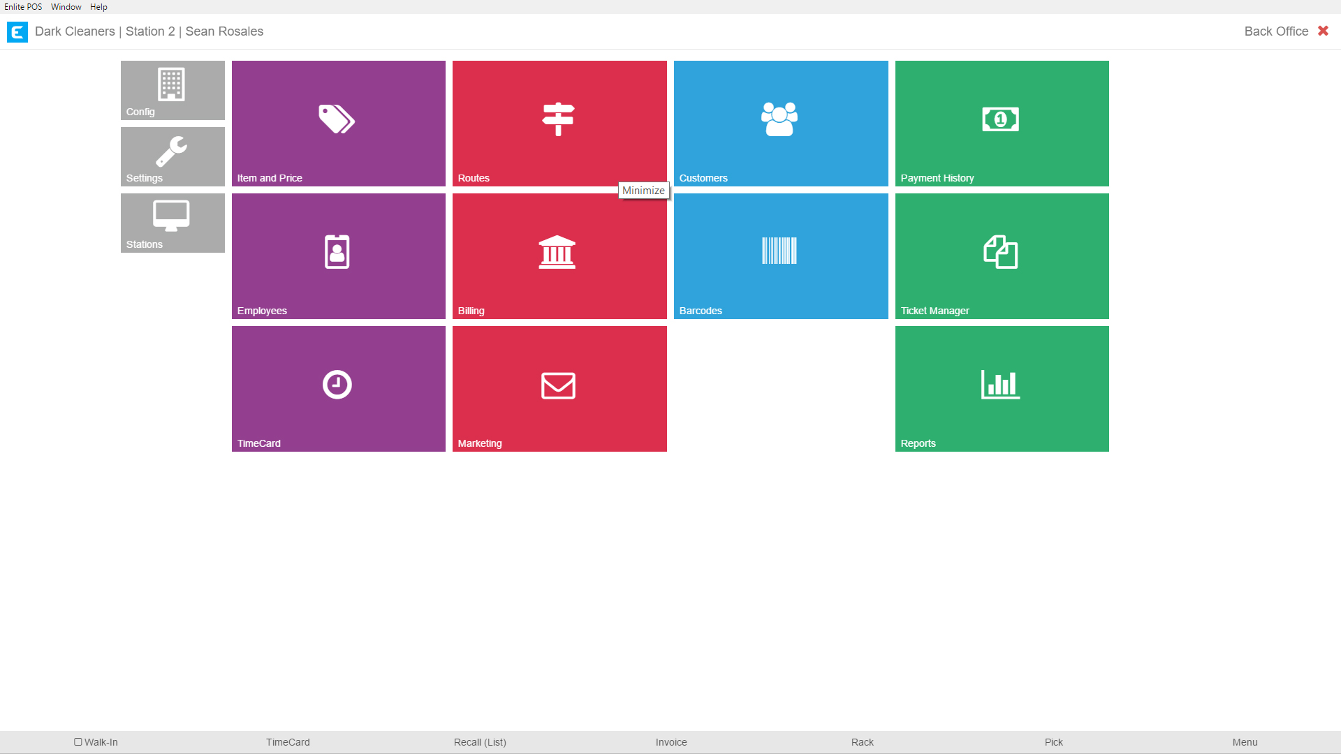 Back office dashboard