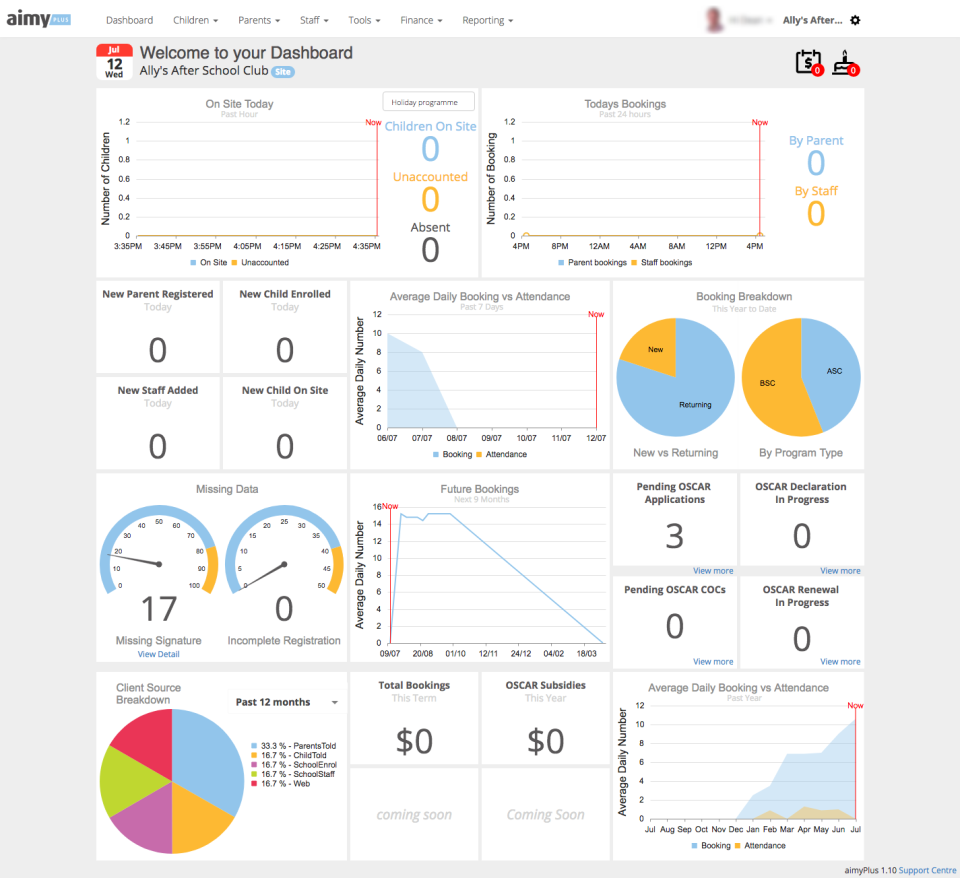 aimy Plus screenshot: aimyPlus Dashboard