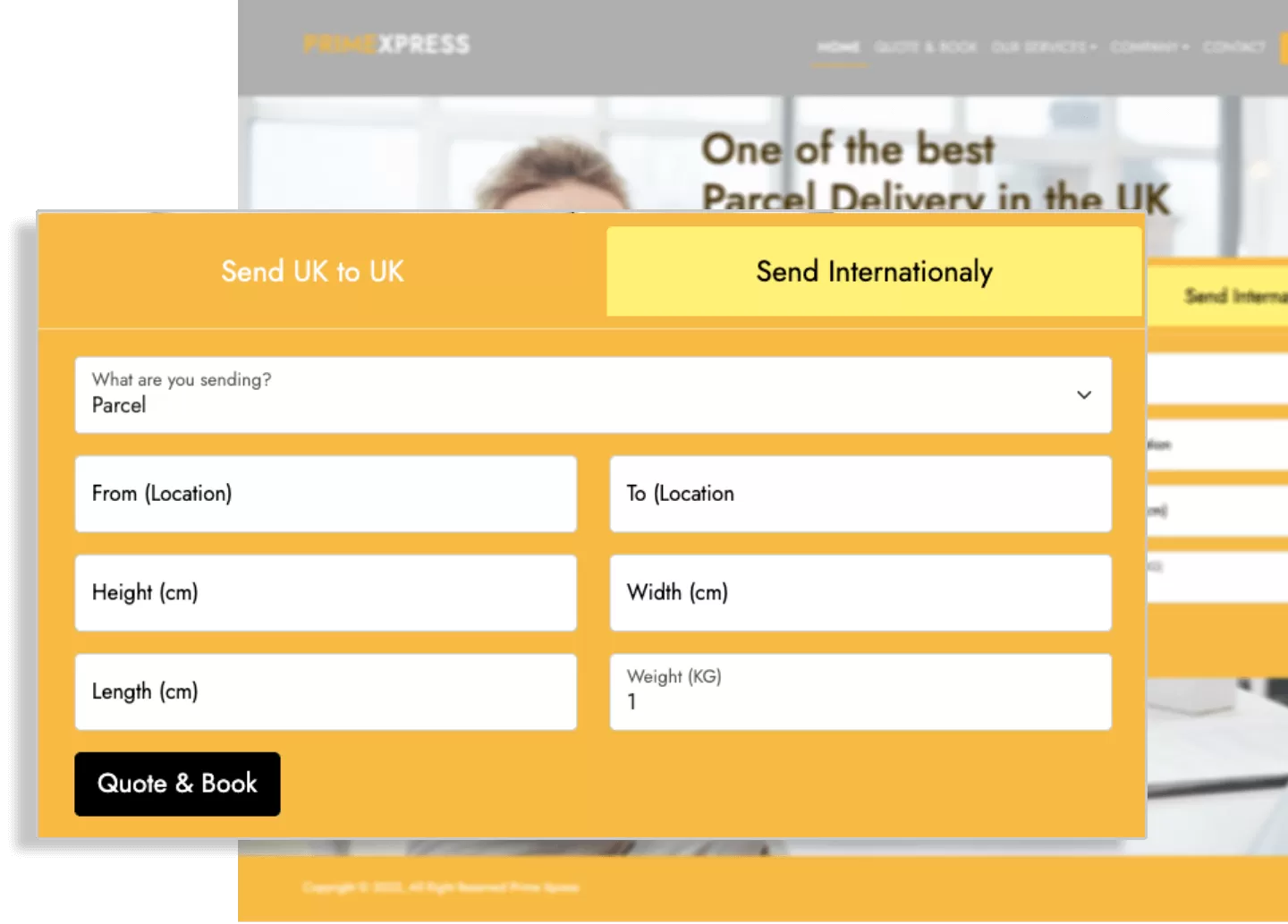 Courier Software Version V8 screenshot: Fully advance send parcel module