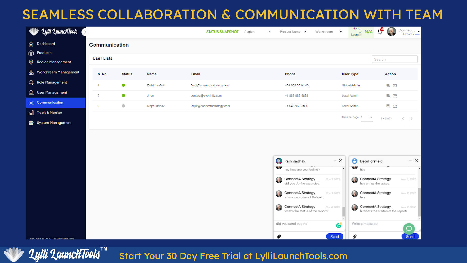 Fast & seamless communication among team members is critical for product launch success. Lylli LaunchTools Direct Message feature achieves this. Launch Better, Faster & Smoother. Start for free today at LylliLaunchTools.com/signup