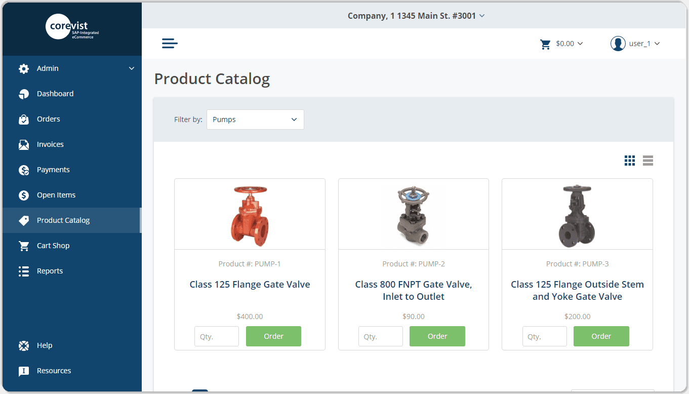 Corevist screenshot: Corevist catalog management