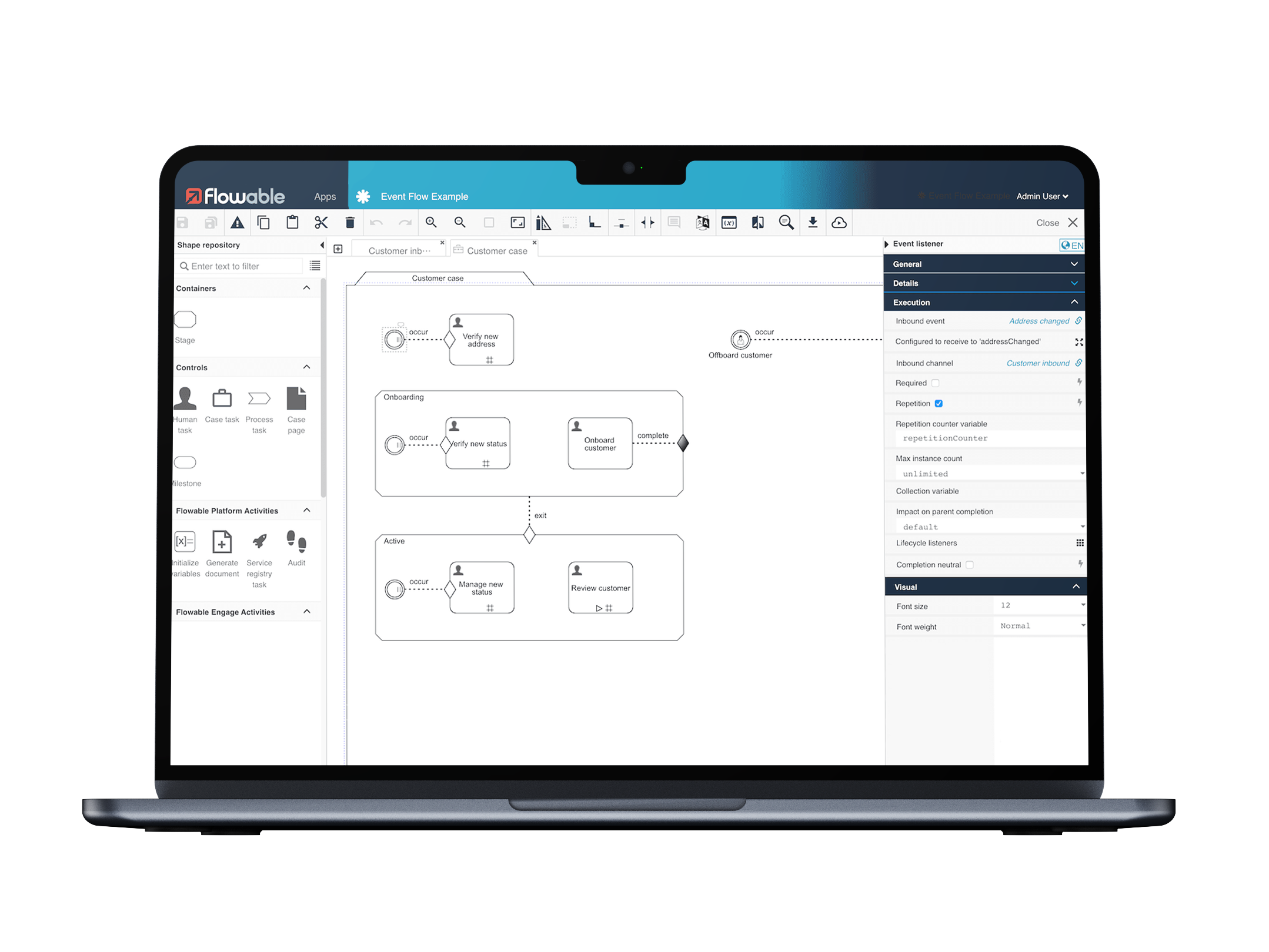 Flowable Software - Model any business process or case in no time with easy-to-use low-code design and editing tools. Using simple drag and drop features, our dynamic visual editor helps you to quickly create models that respond to your business needs.