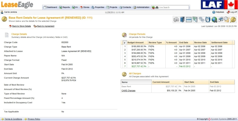 LeaseEagle: base rent details screenshot