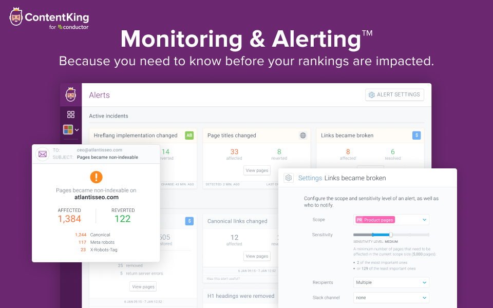 Monitoring & Alerting. Because you need to know before your rankings are impacted.