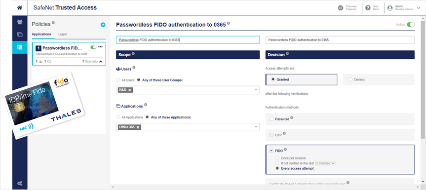 SafeNet Trusted Access Software - SafeNet Trusted Access Passwordless FIDO authentication