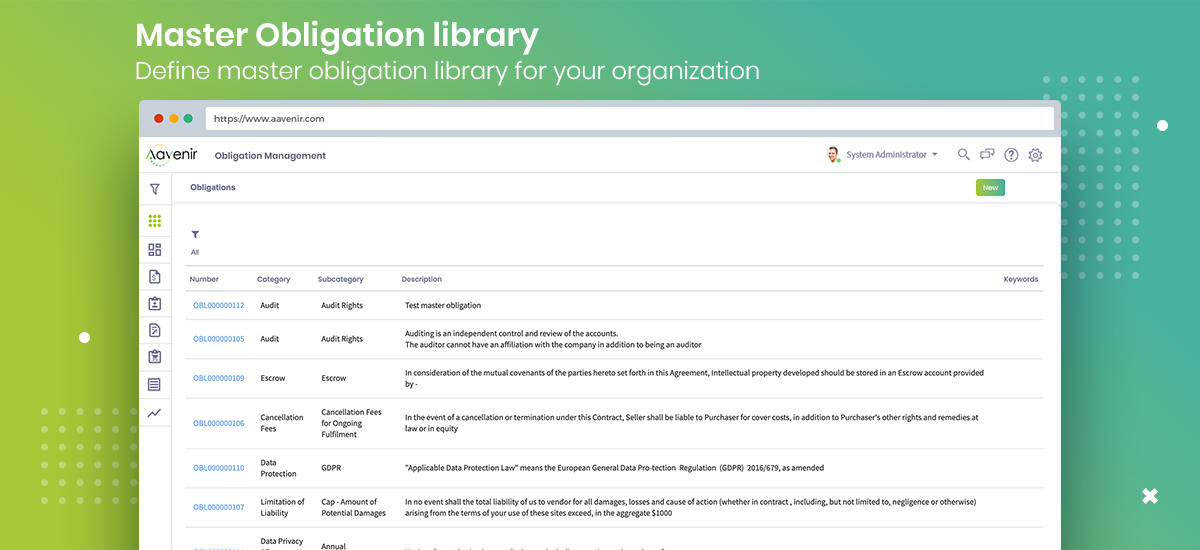 Manage Obligations Library using Aavenir Obligationflow on ServiceNow