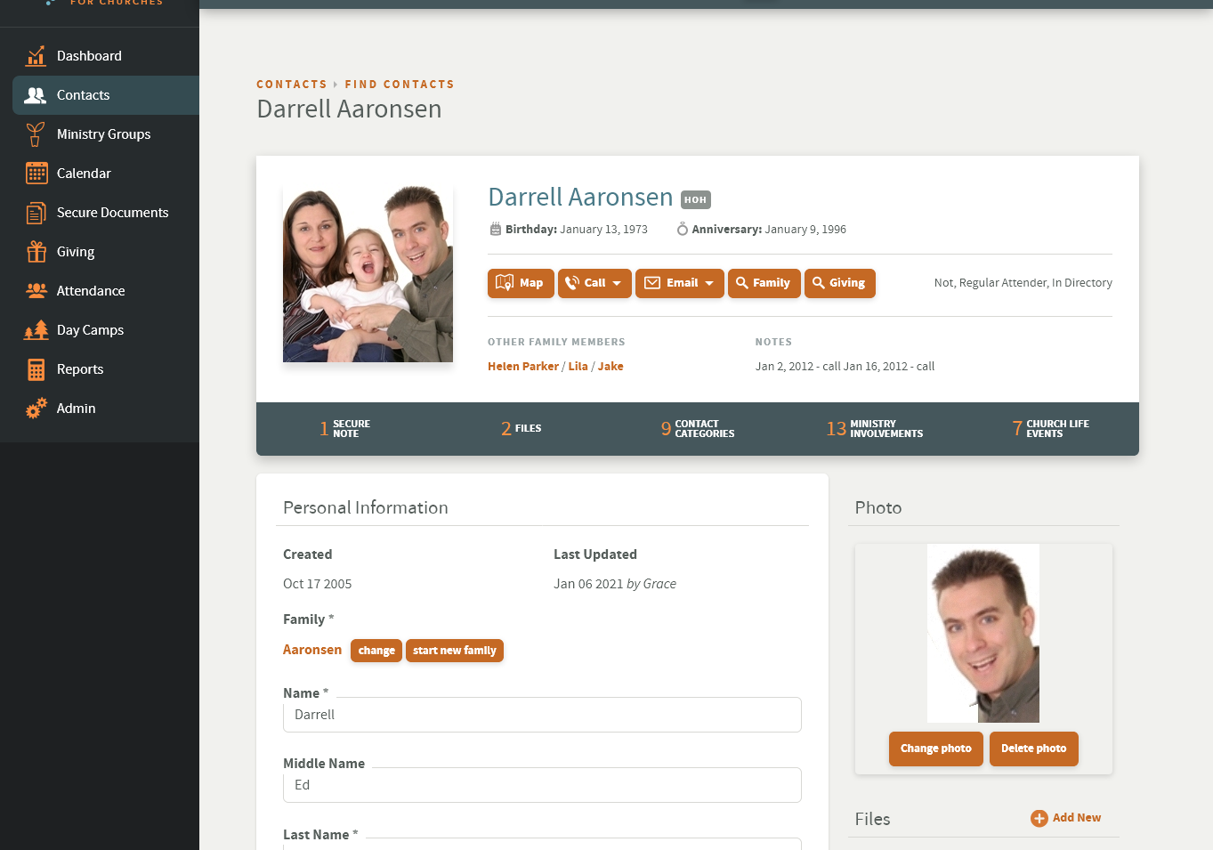 Sunergo screenshot: Sunergo contact management