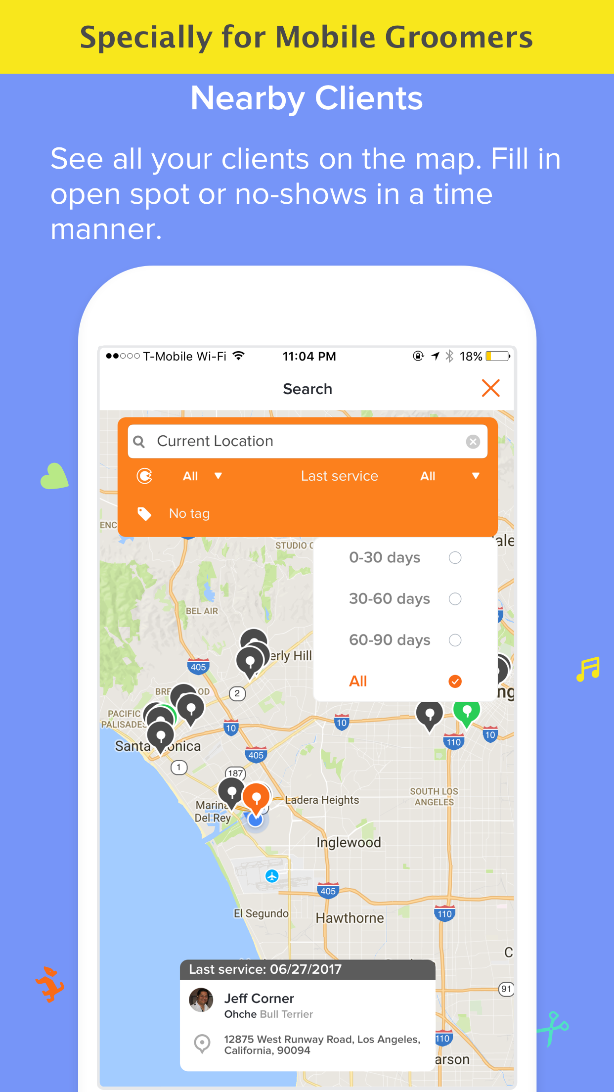 MoeGo Software - Clients nearby (for mobile groomers)