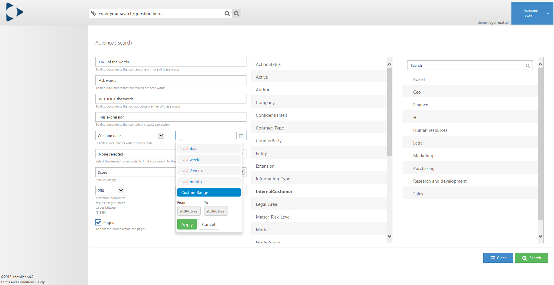 Knowliah Advanced Search