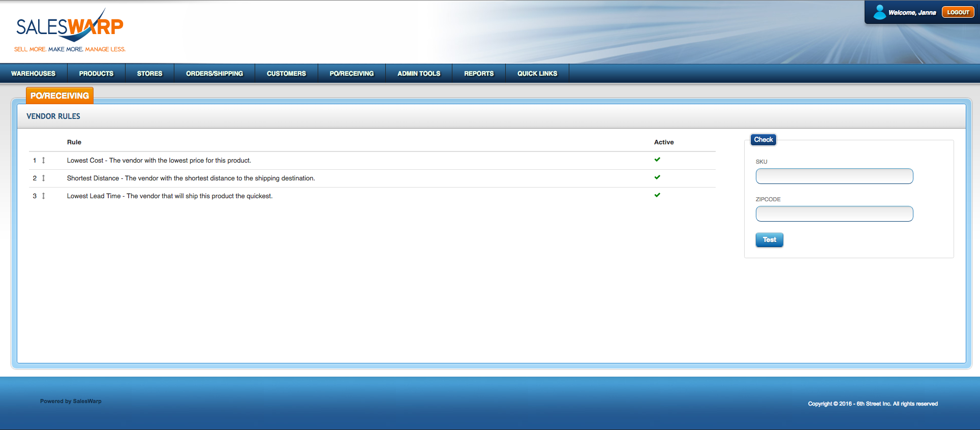 SalesWarp Software - SalesWarp - Vendor Rules