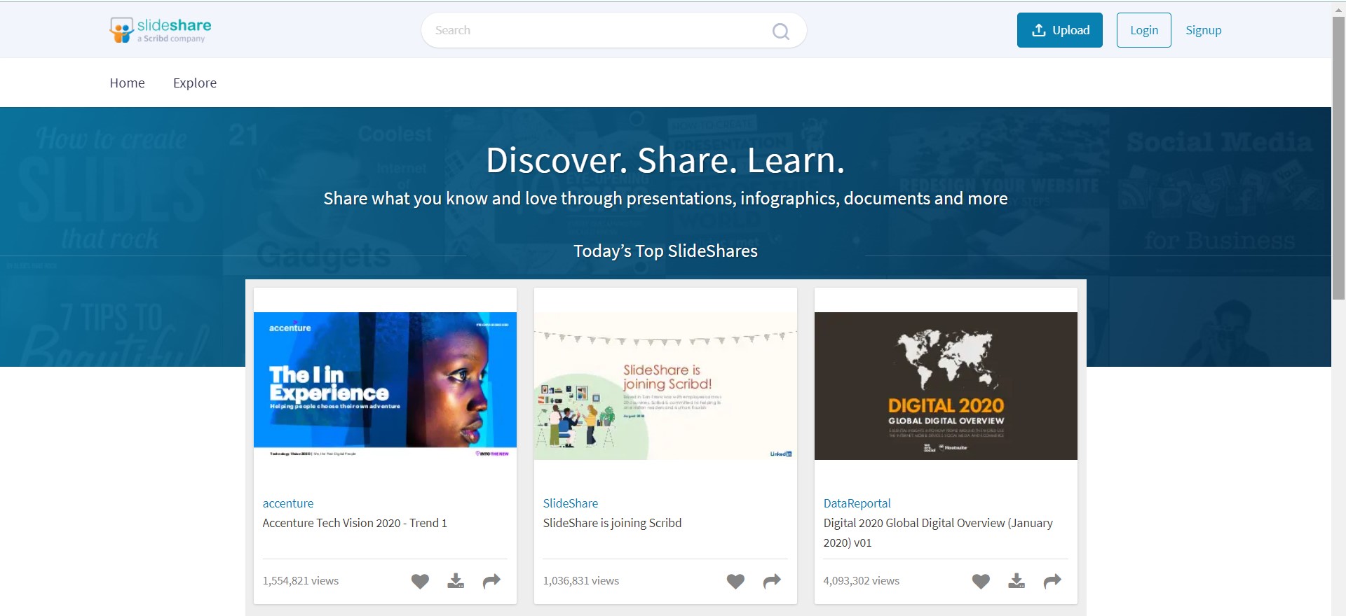 SlideShare homepage