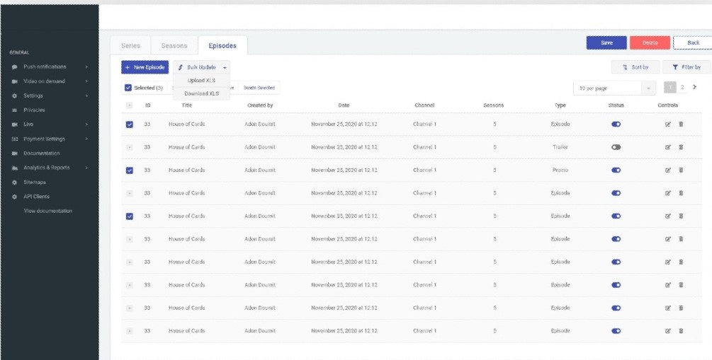 FAULIO screenshot: FAULIO episodes manager