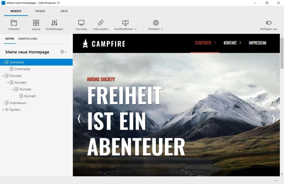Zeta Producer screenshot: Zeta Producer design websites