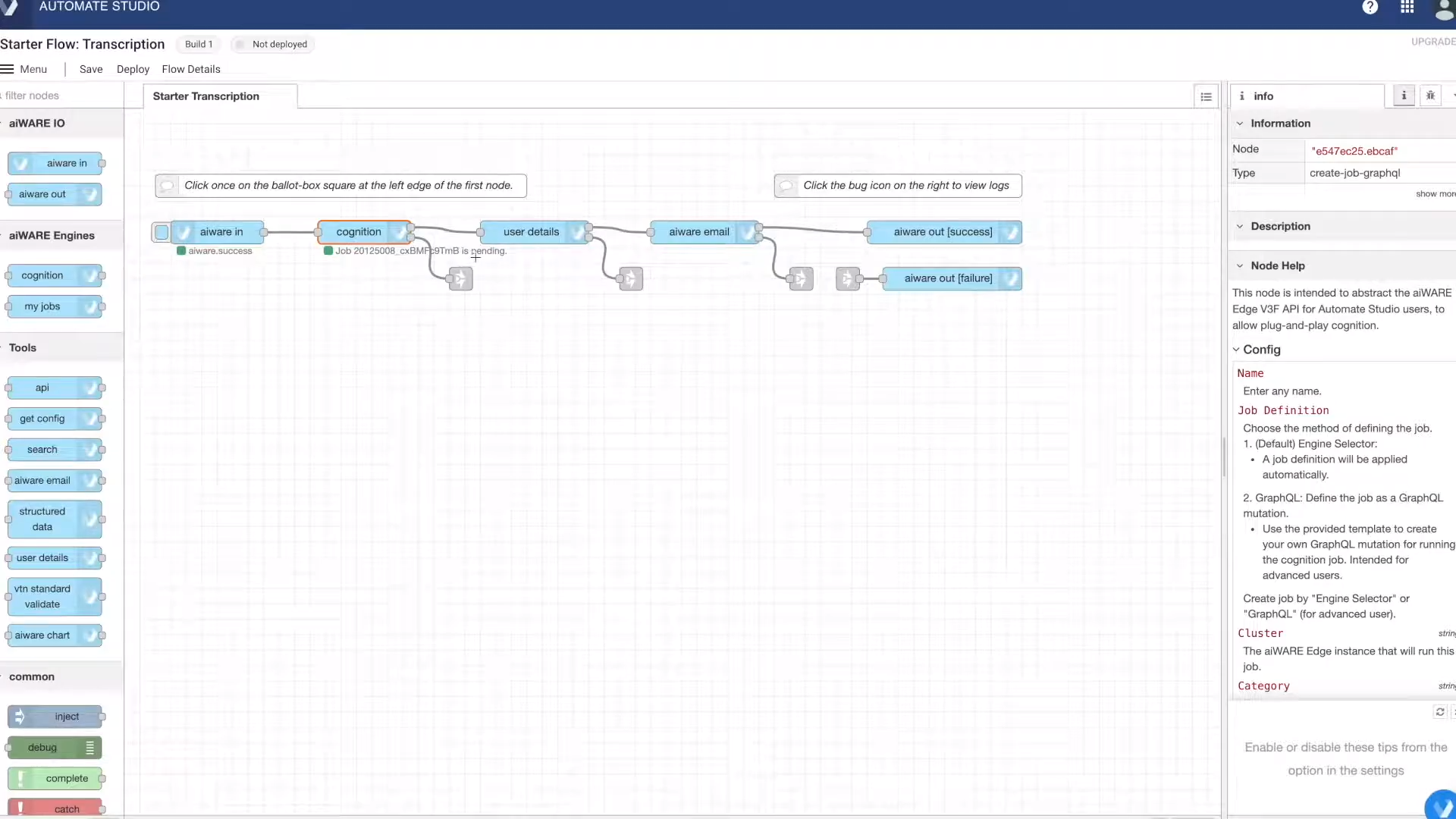 Veritone Automate Studio Software - Veritone Automate Studio transcription module