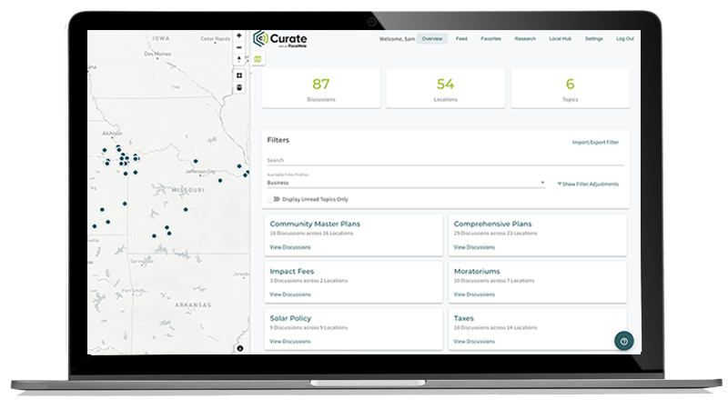 Curate screenshot: Curate filters
