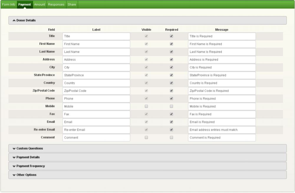 iATS screenshot: iATS donor details