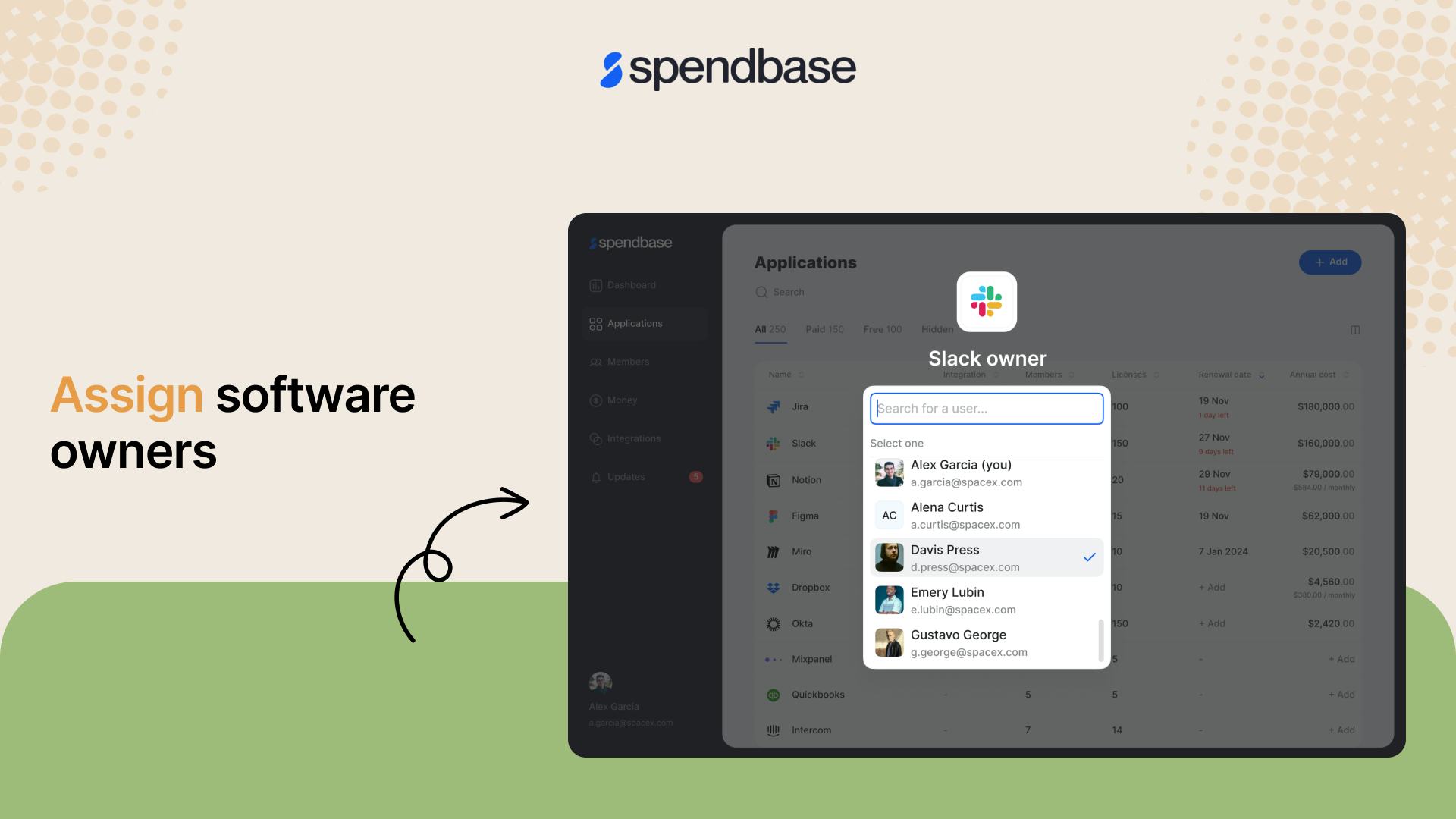 Spendbase Software - Assign accountable people for every subscription to improve your stack manageability