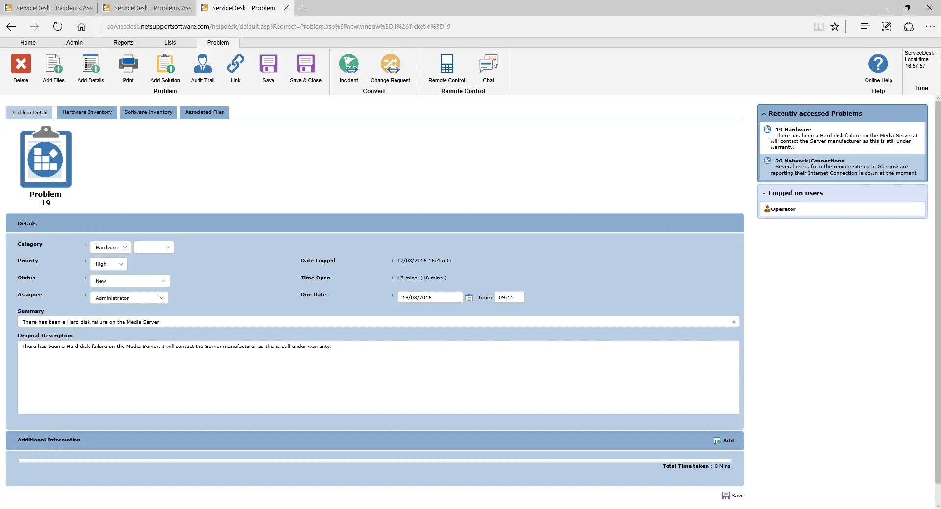 NetSupport ServiceDesk Software - NetSupport ServiceDesk - Problem Management view