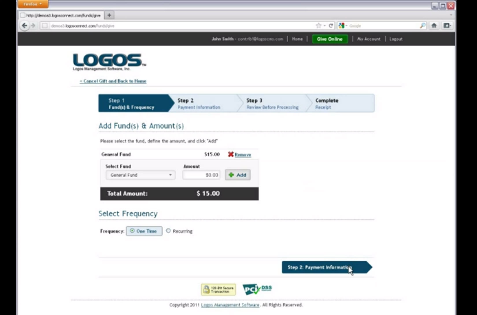 Logos II Software - Logos II online giving