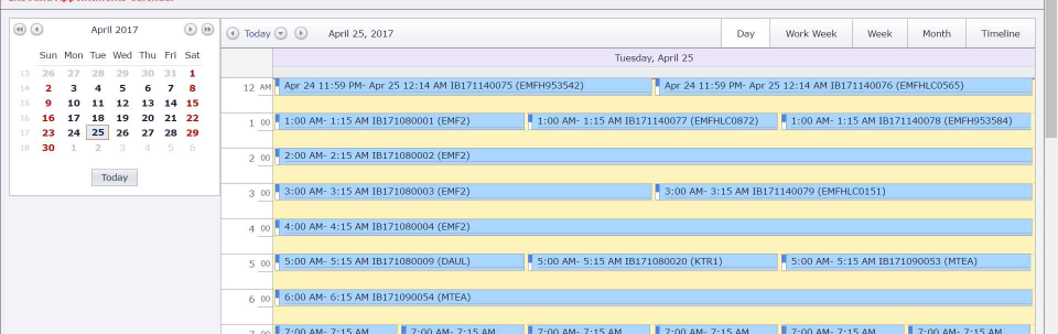 Trac Ahead screenshot: Trac Ahead calendar