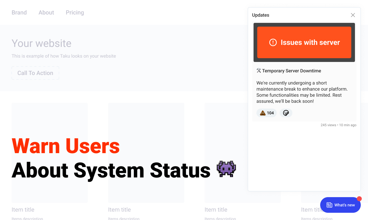 Warn users about system status