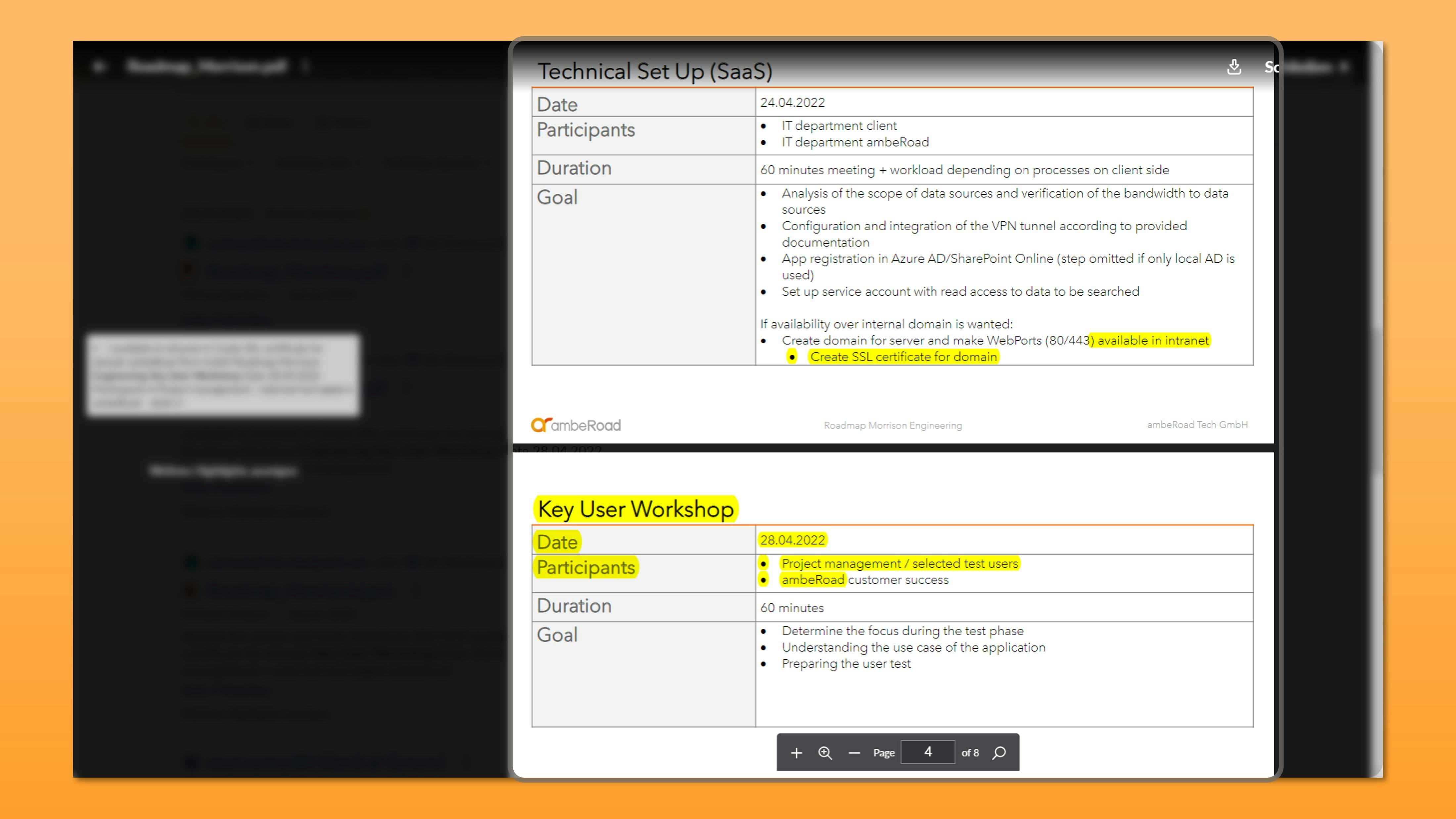 amberSearch Software - Preview including Highlighting