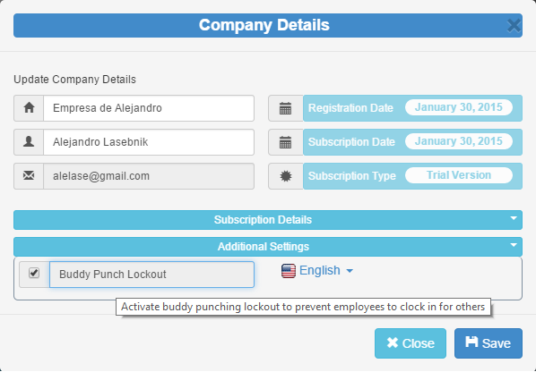 The optional buddy punch lockout feature is designed to prevent employees punching in or out on behalf of their colleagues