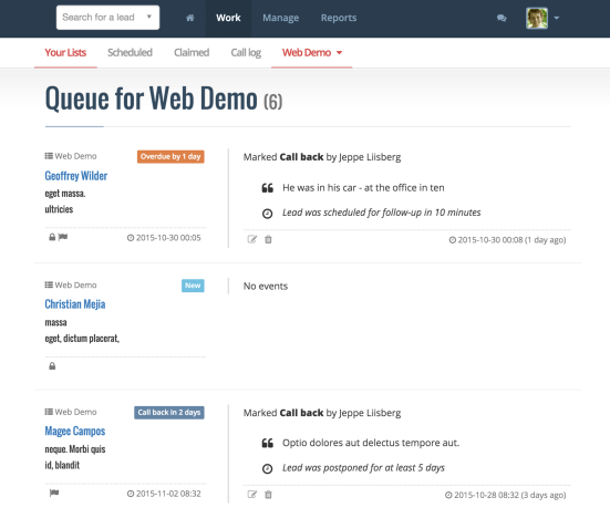 Myphoner Software - Lead queue in myphoner