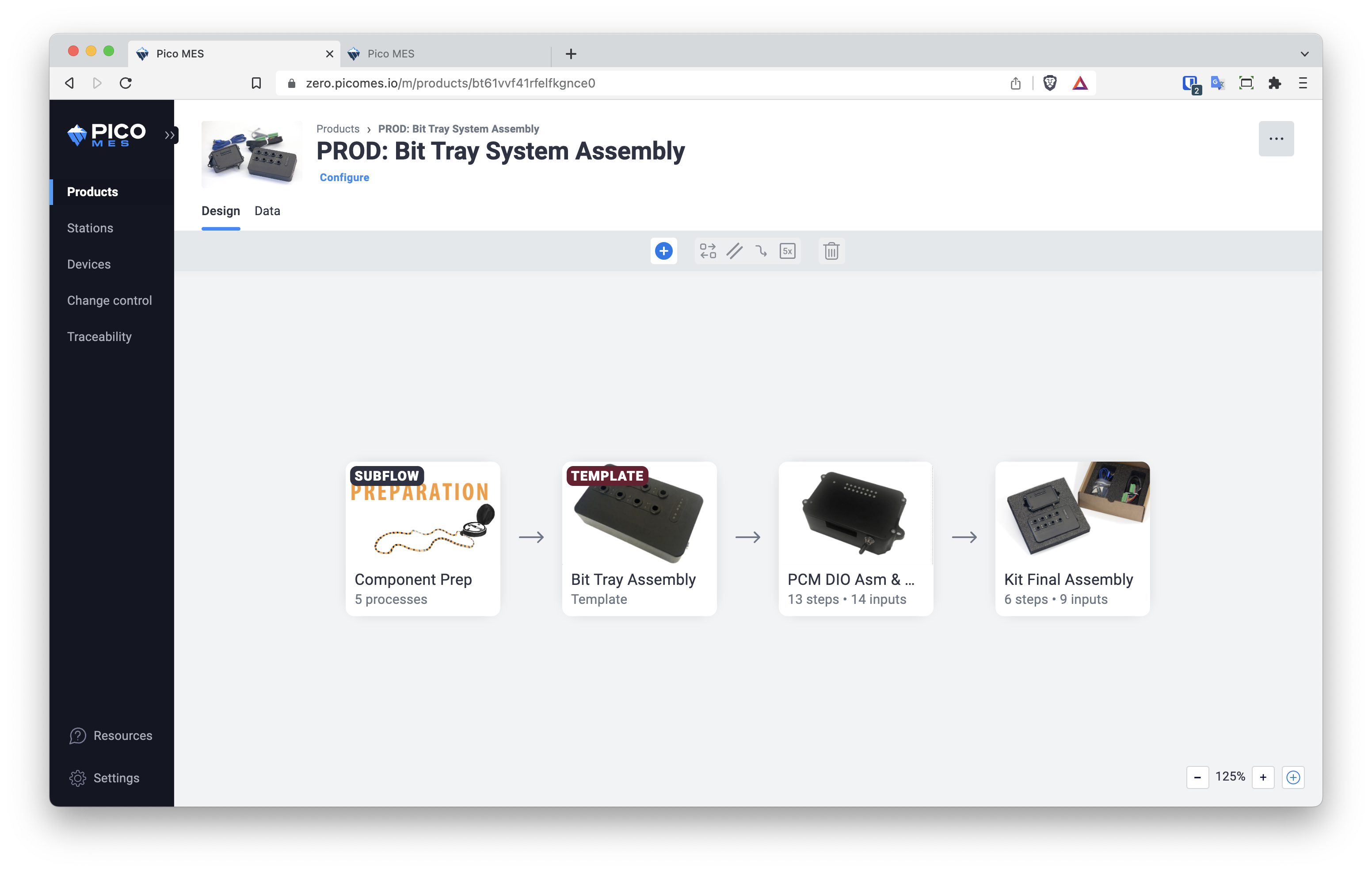 Pico MES screenshot: Digital workflows