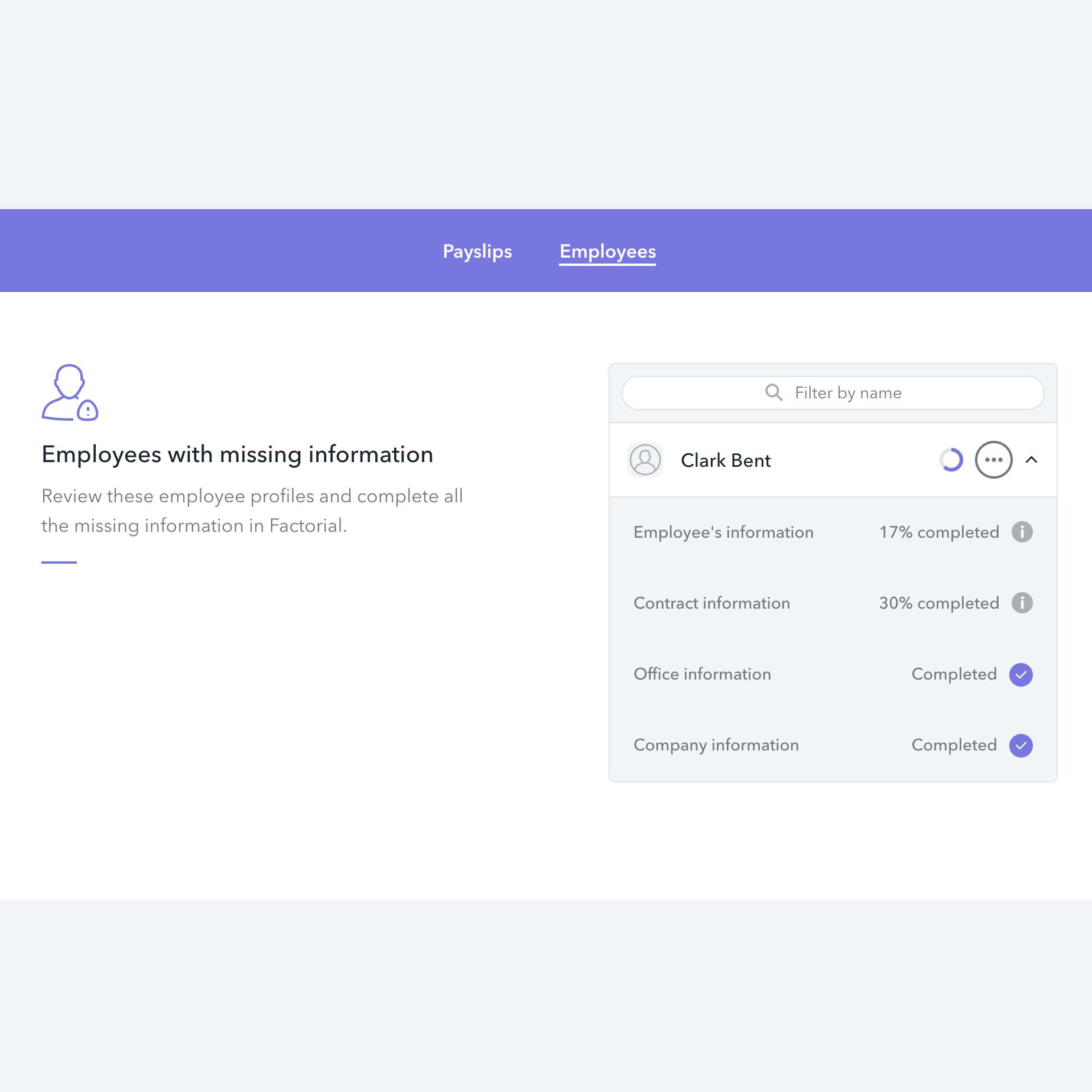 Review employee profiles with missing information