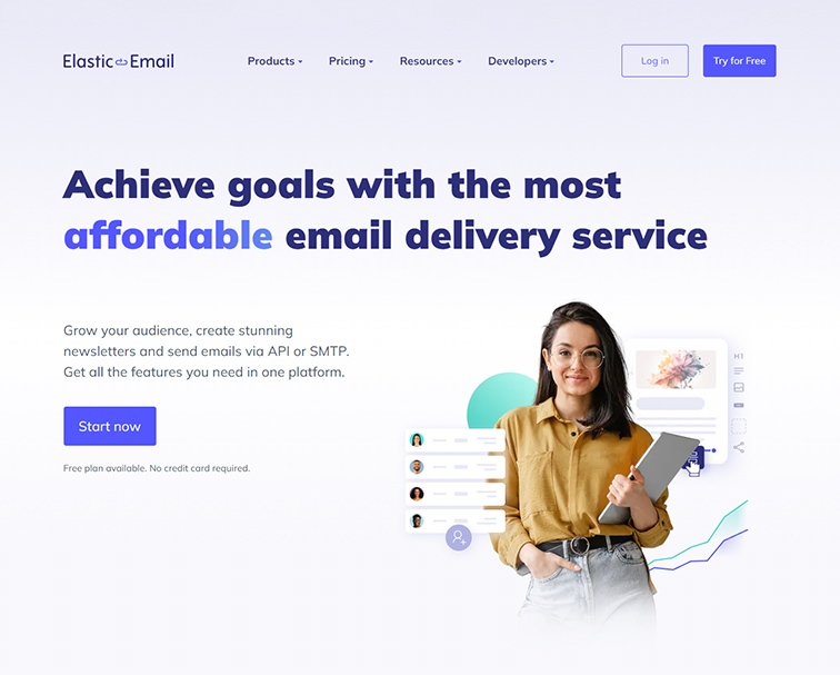 Elastic Email is an affordable email delivery service to grow your audience, create stunning newsletters, and send emails via robust and scalable API or SMTP.