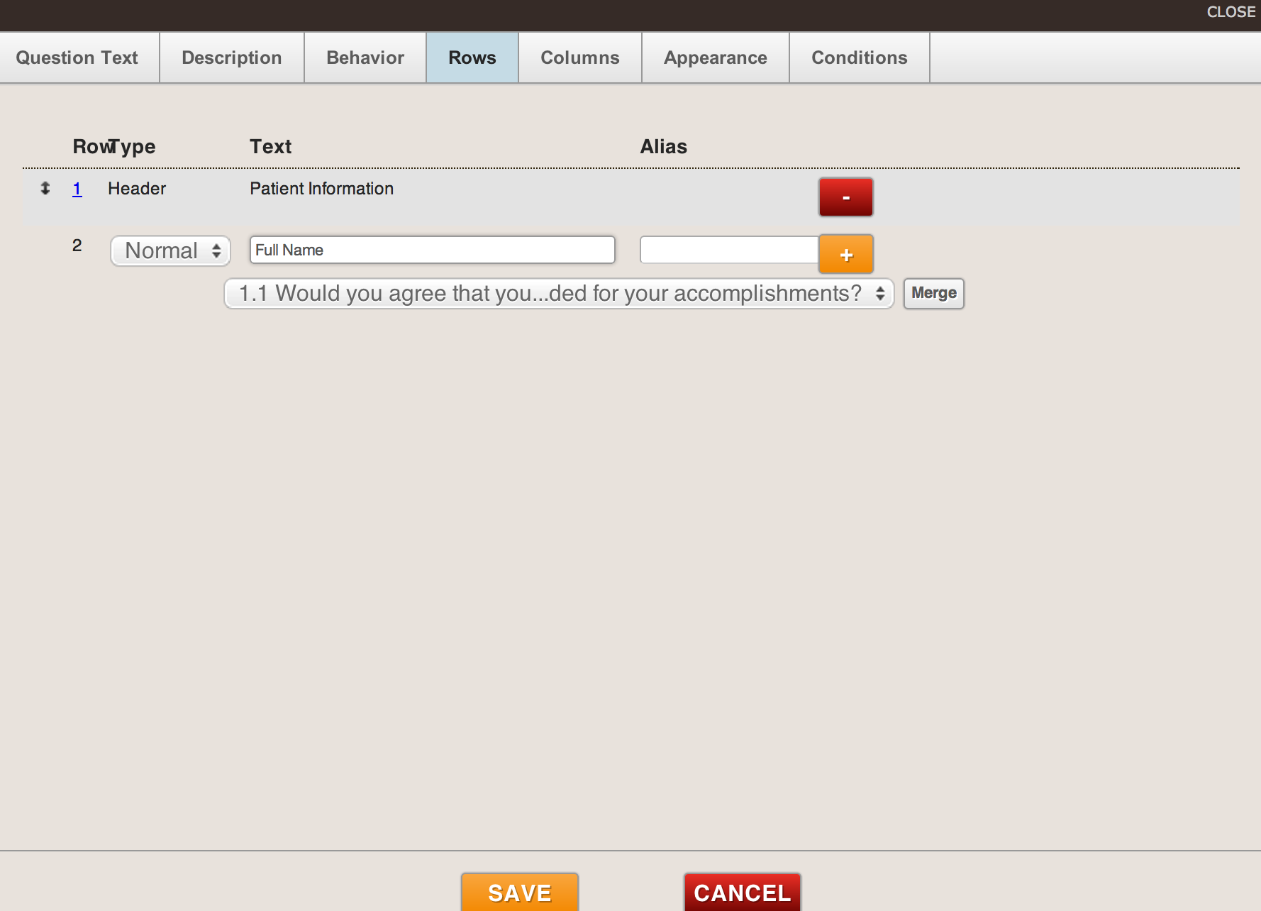 Configure questions