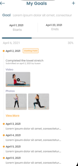 AC Health screenshot: AC Health patient progress tracking