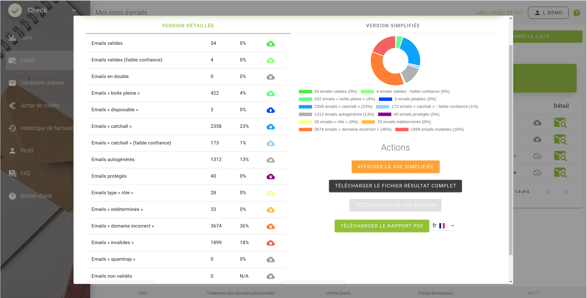Check screenshot: Check overview