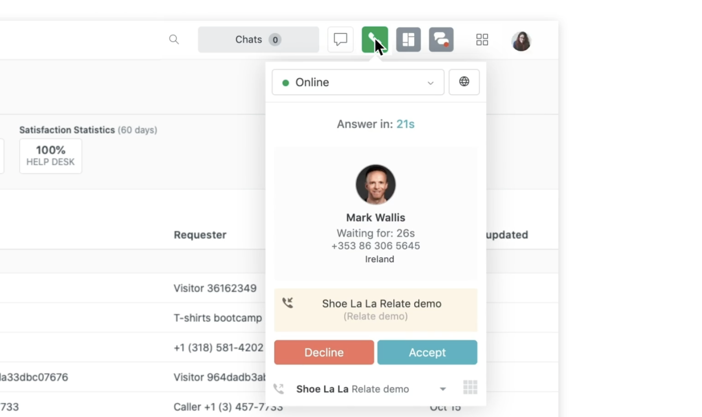 Zendesk Talk Software - Call Interface