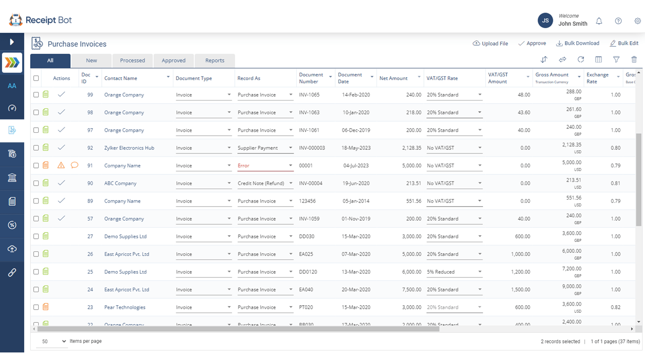 Streamline purchase invoice management with Receipt Bot. Easily upload invoices, automate data extraction, and maintain organized, compliant records in one central hub. Simplify your financial tasks and focus on growing your business. 
