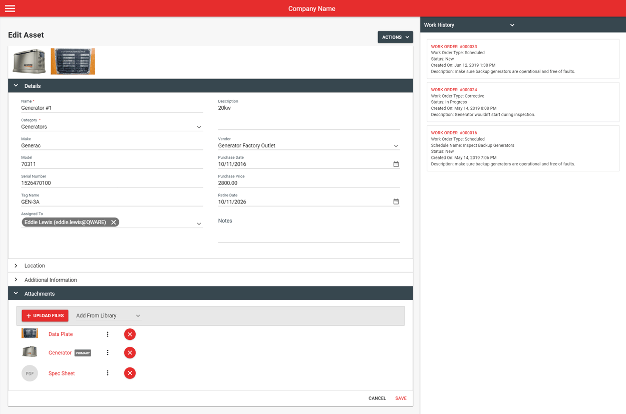 Q Ware CMMS Software - Asset Management
