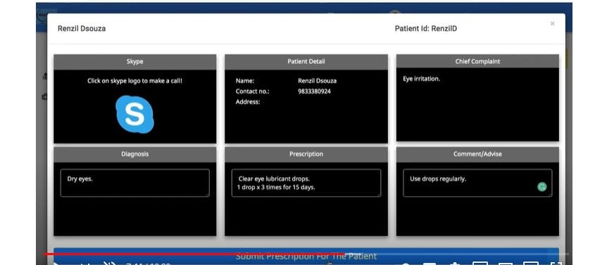 iHomecare Software - iHomecare dashboard with patient vitals and Skype interface to enable tele/video consultation