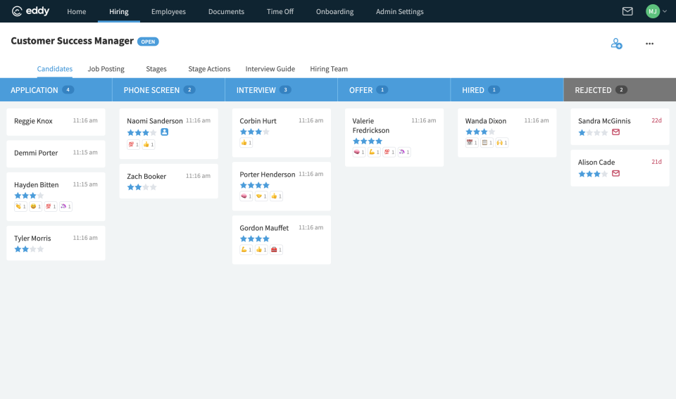 EddyHR candidate management