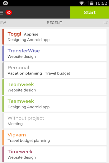 Toggl Android app
