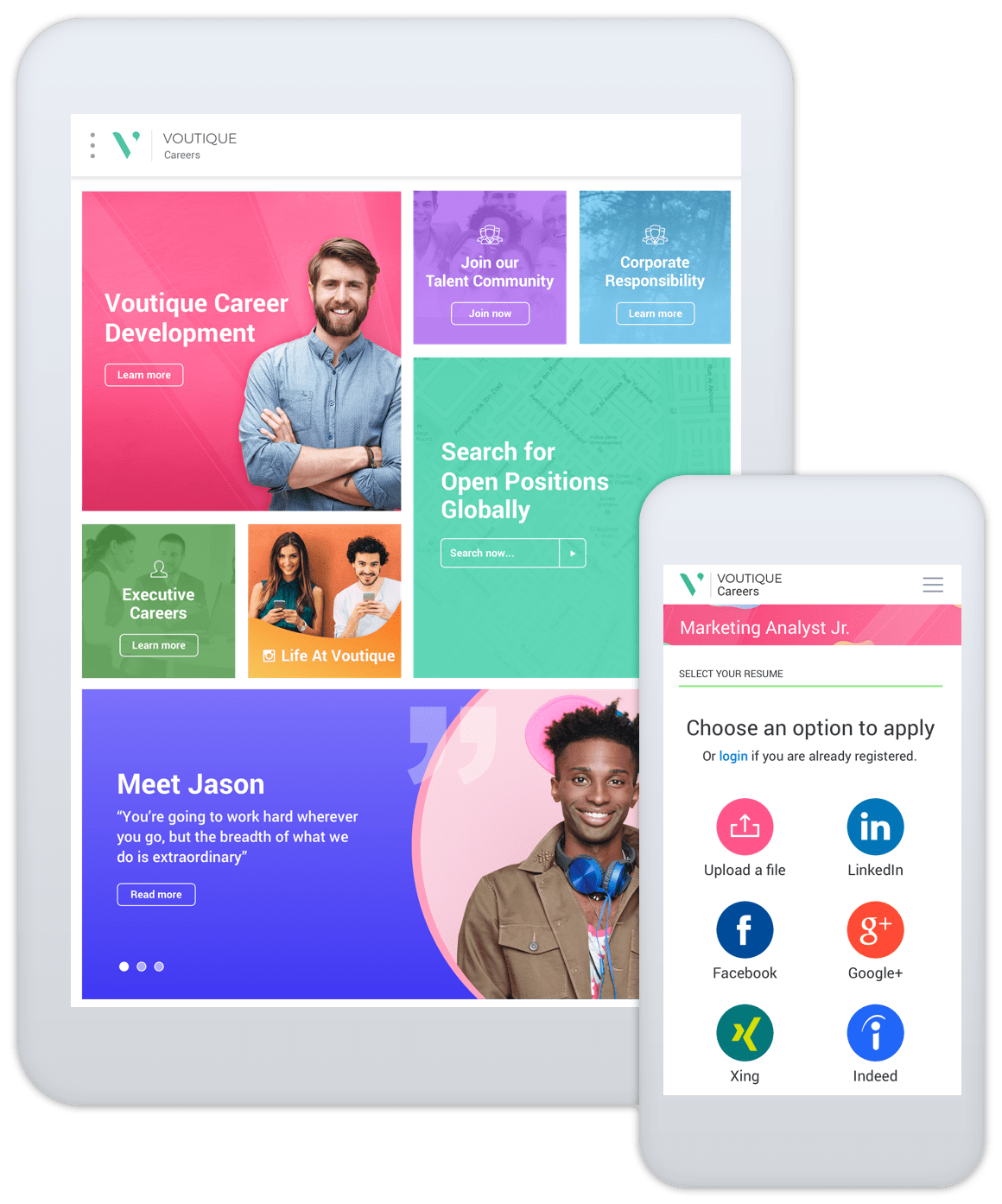Avature mobile-responsive interface screenshot