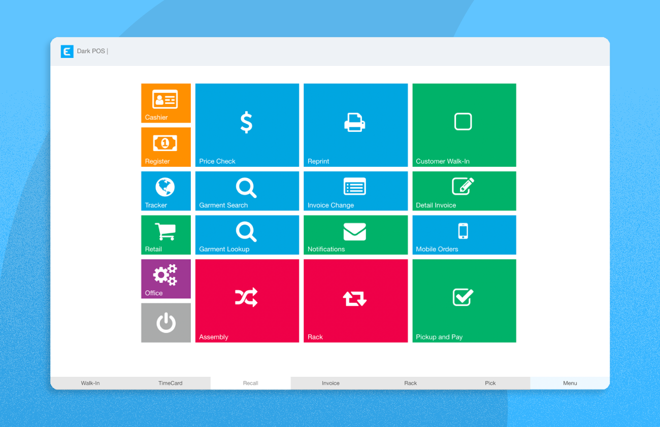 Enlite POS screenshot: Top Dry Cleaning Software