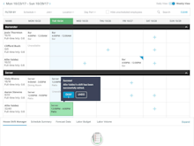 HotSchedules Software - The scheduling calendar allows users to create and edit shifts