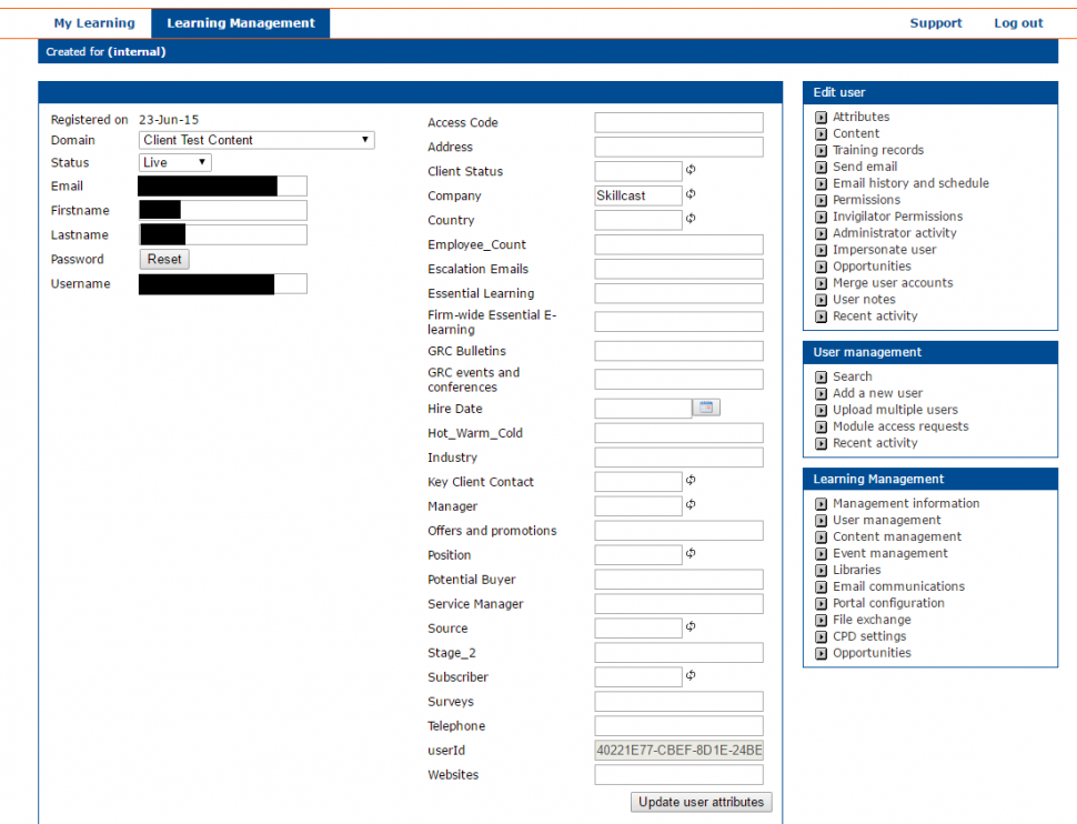 Skillcast Software - The registration feature helps users add and edit learner profiles