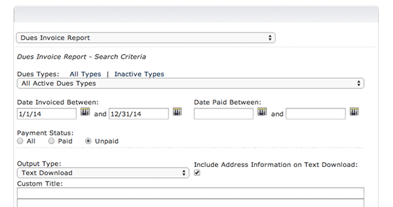 Track expirations and unpaid invoices with dues invoice reports