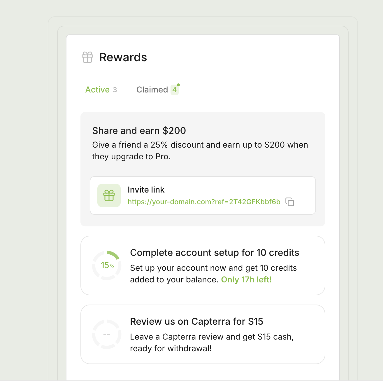 Remention screenshot: Remention in-app widget