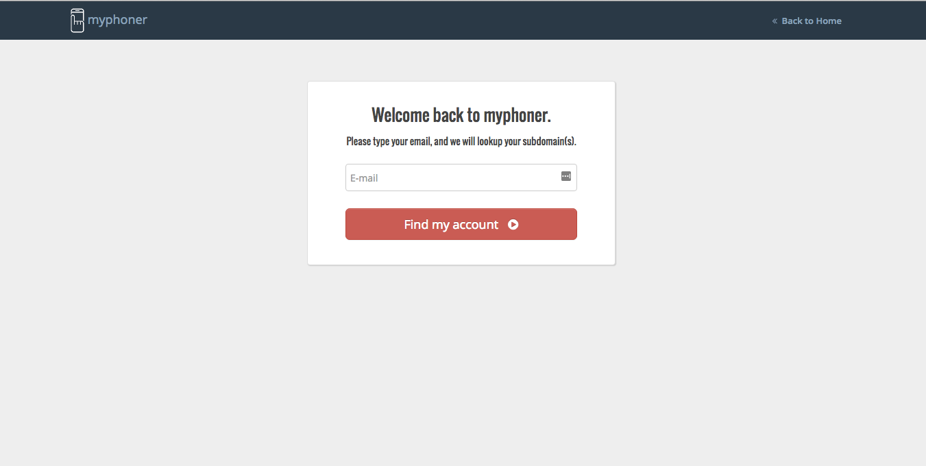 Myphoner Software - myphoner's login page
