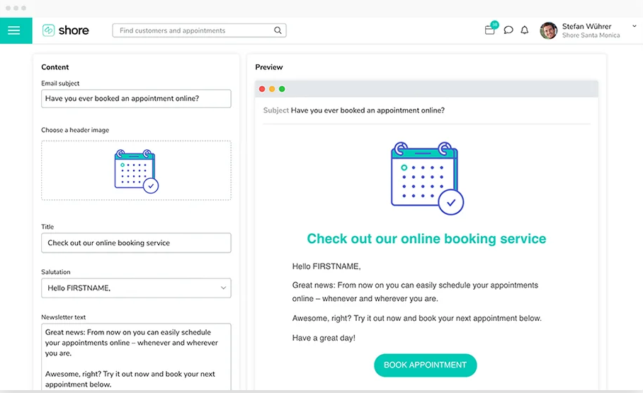 Shore Online Booking appointment preview